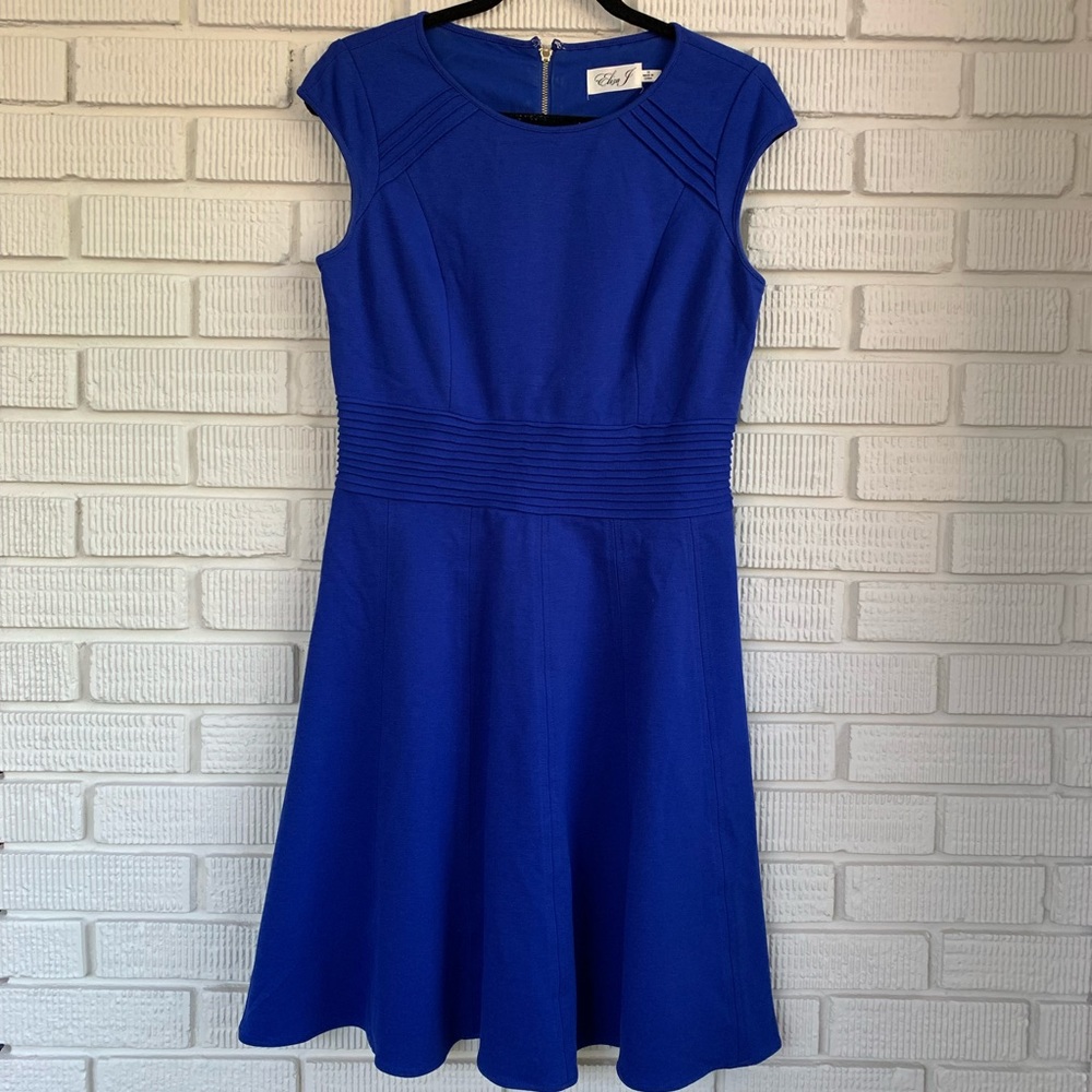 Blue Designer Dress w/Gold  Zipper